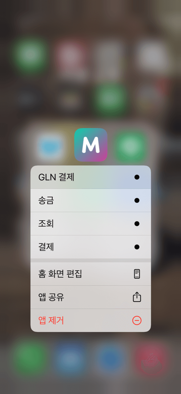 하나머니앱 GLN결제 빨리가기