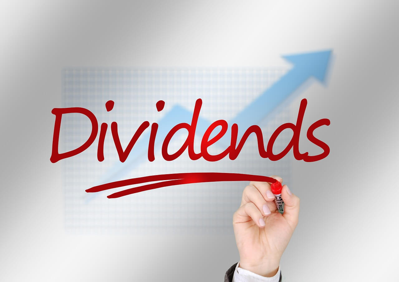 빨간펜으로 Dividends를 쓰고 밑줄을 침